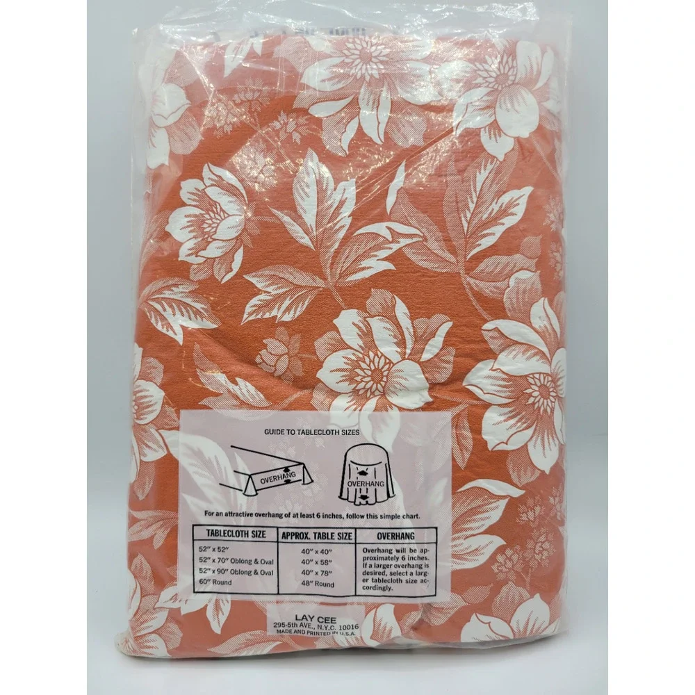 Vintage Retro Plastic Flannel Backed Tablecloth‎ 52 X 90 Oval Red White Floral